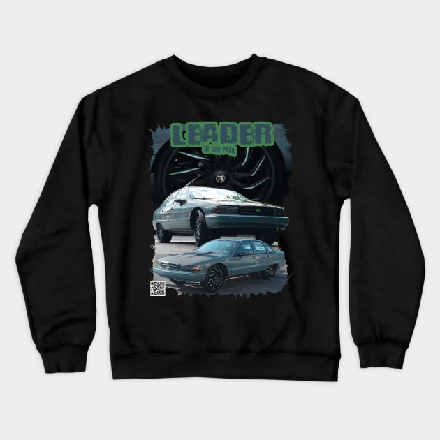 91 Caprice Green Leader of the Pack Crewneck Sweatshirt by Black Ice Design